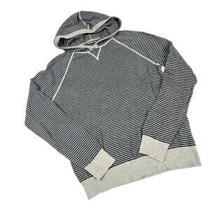 Banana Republic Factory Knit Hoodie Blue Grey Striped Long Sleeve Men's M Cotton